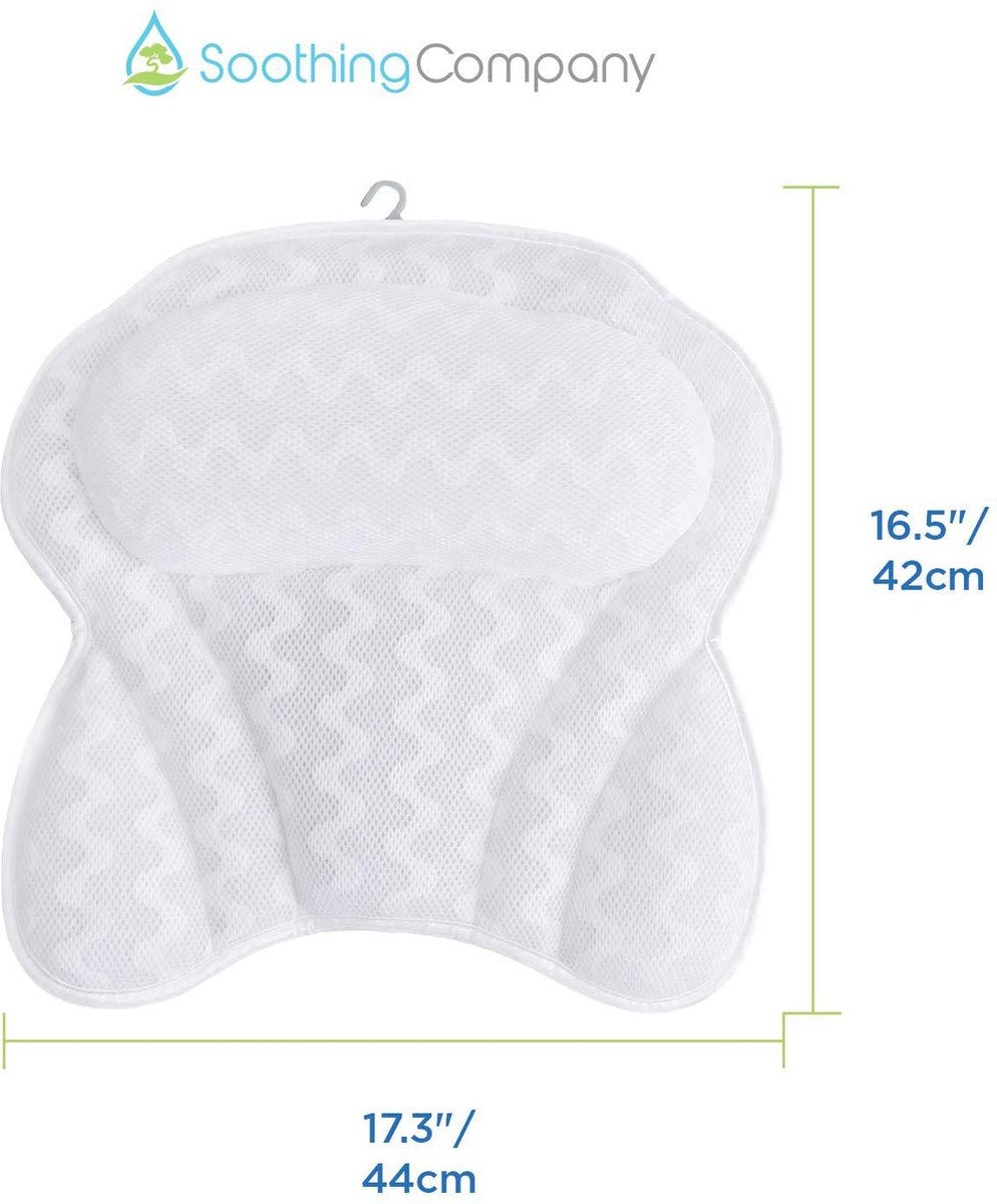 Spa Bath Pillow with Anti-Slip Suction Cups - 42x44cm Headrest for Bath & Jacuzzi