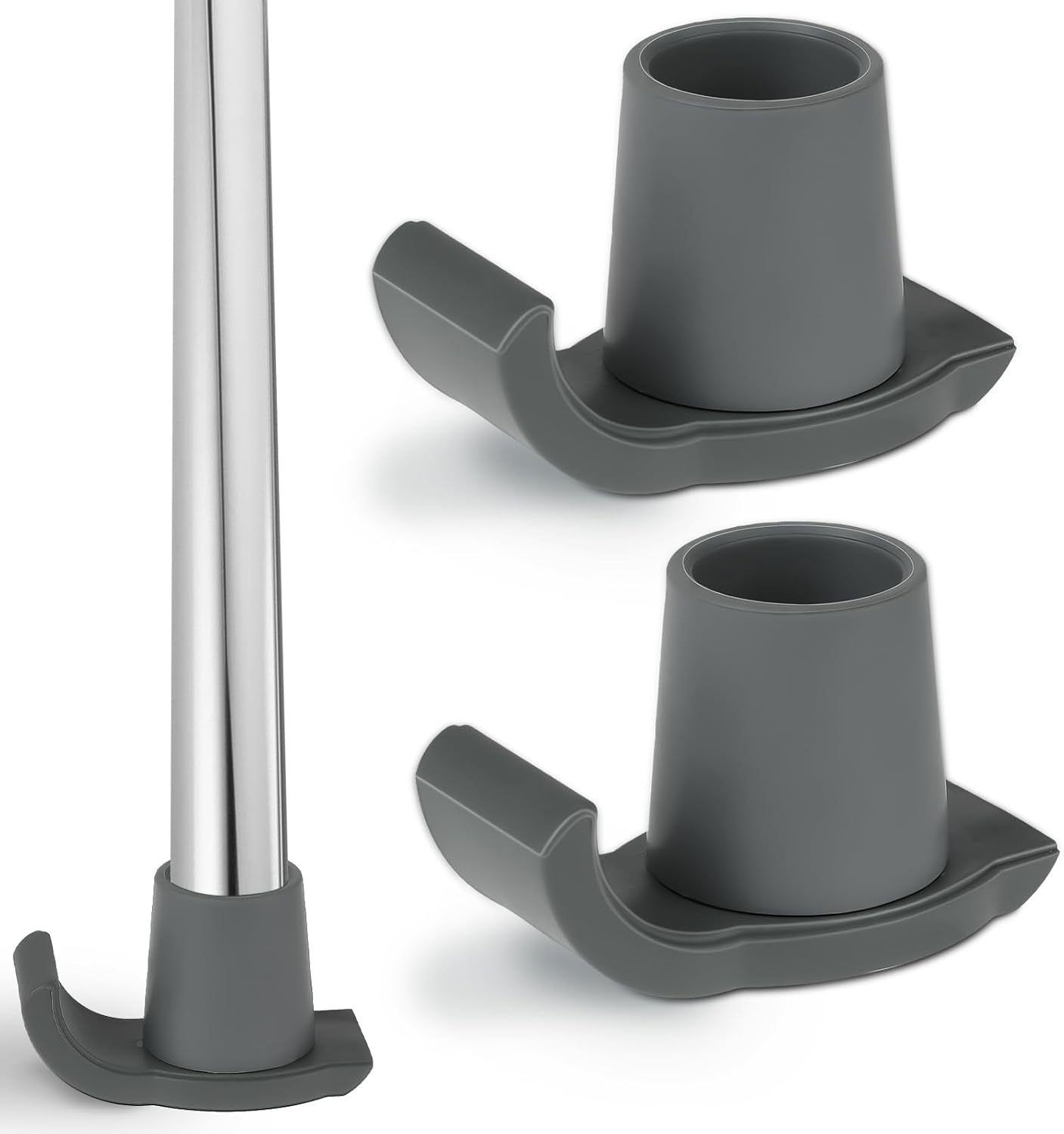Heavy Duty Walker Glides 2-Pack - Universal Rubber Sliders for 1 Tubes Gray