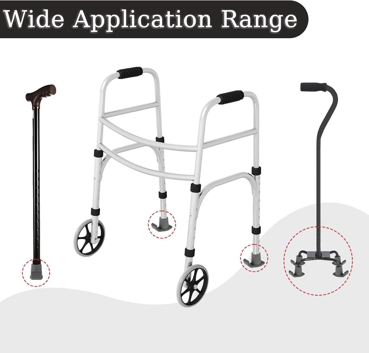 Heavy Duty Walker Glides 2-Pack - Universal Rubber Sliders for 1 Tubes Gray