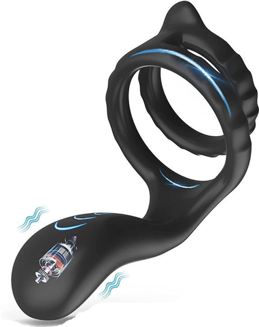 Vibrating Cock Ring - Silicone Penis Ring & Ball Stretcher Sex Toy for Couples