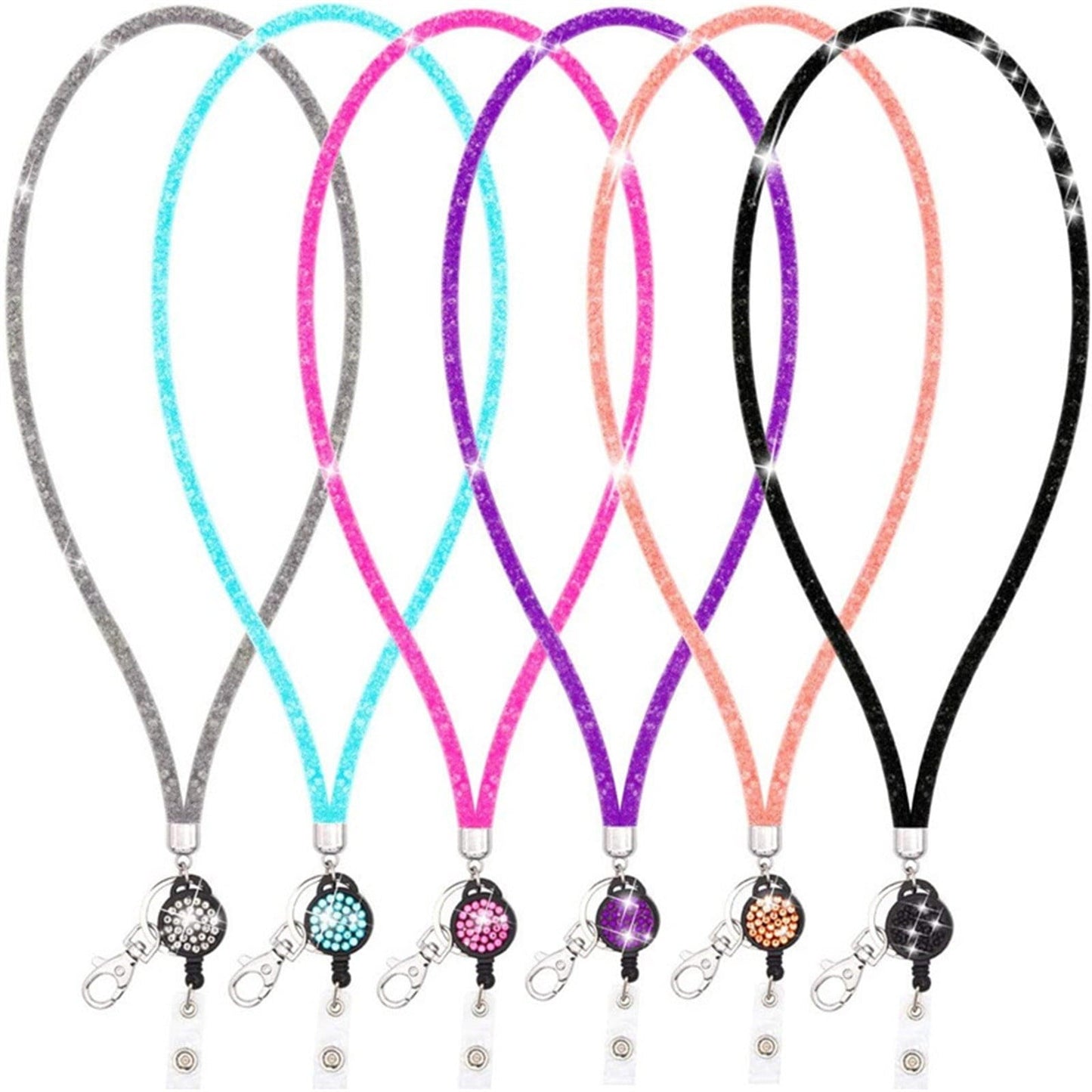 Retractable ID Badge Holder with Bling Neck Strap Lanyard, Heavy Duty Bling Badge Reel with Clear Card Holder for Office Worker Teacher Doctor (Sky Blue/1 Pcs) 3.54x2.64 3.54" x 2.64" Blue
