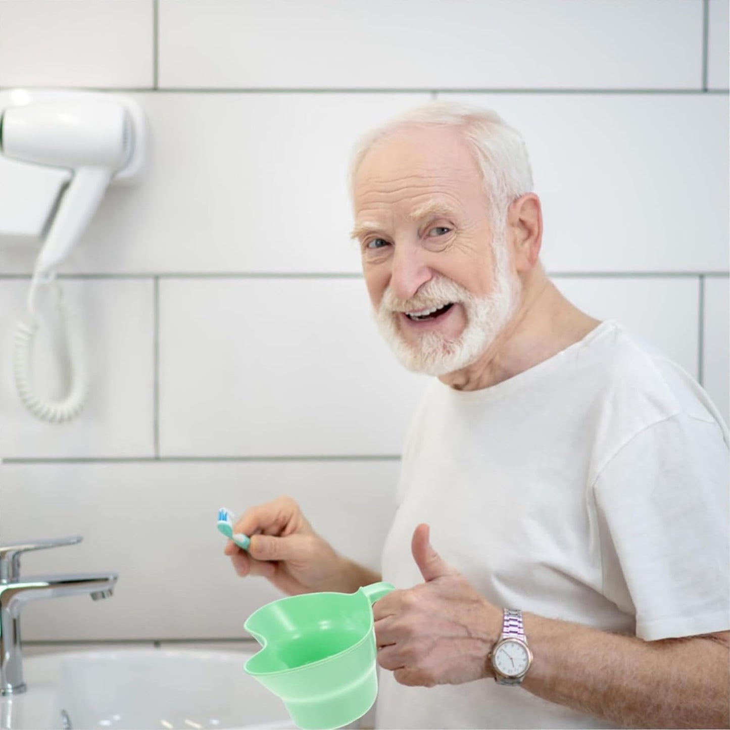 Plastic Basin Emesis Basin, 900ml Spit Cup, Plastic Bowl, Large Opening Puke Bucket with Hanging Handle for Elderly Bedridden Patients and Teeth Cleaning