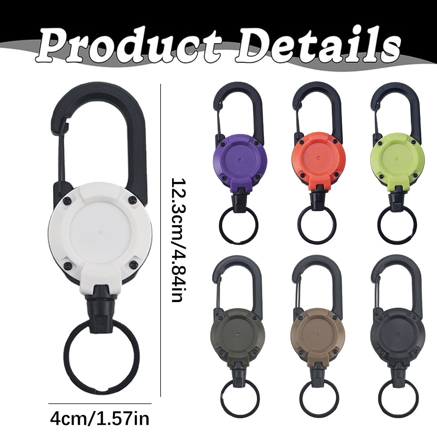 1 Pcs Retractable Keychain,Heavy-Duty Carabiner Badge Holder,Multitool Carabiner Badge Holder,Retractable Keychain Clip Id Holder,Stainless Cord And Extendable Key Ring,Badges & Outdoor Work Purple