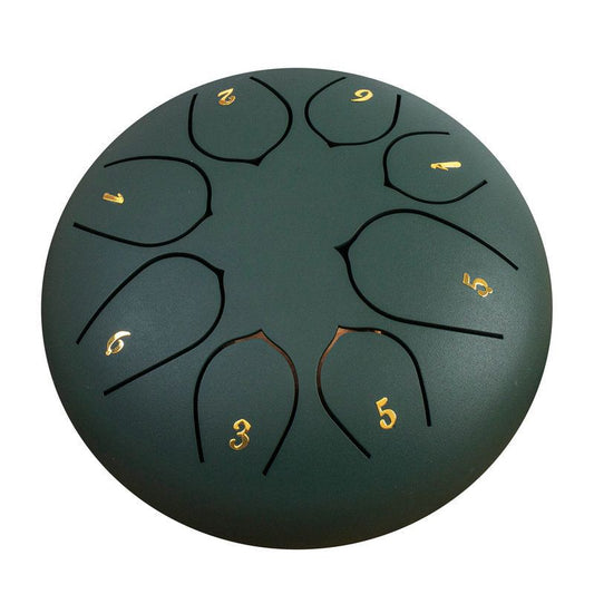 Outdoor Rain Drum 6 Inch Steel Tongue Chakra Drum 8 Notes Meditation Instrument Green