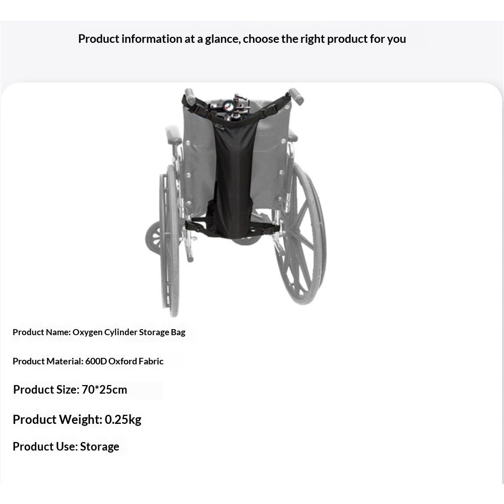 Oxygen Cylinder Bag for Wheelchairs - Universal Fit Black (Bag Only)