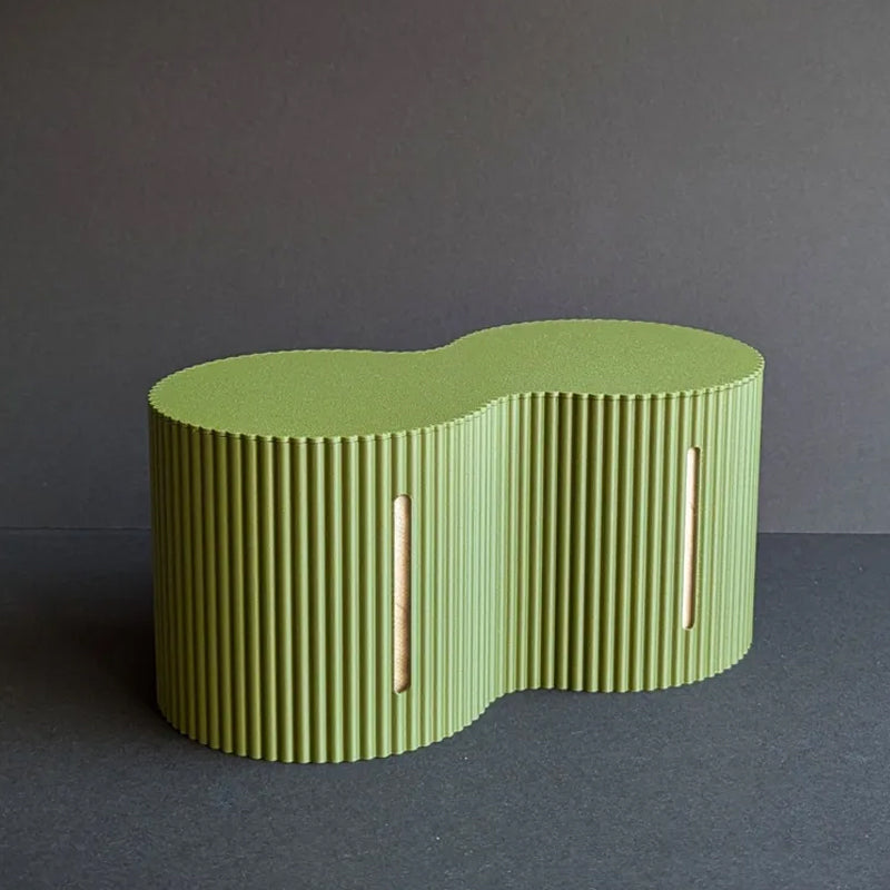 3D-printed toilet paper roll storage box, light green