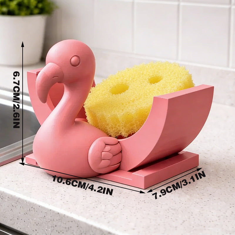 3D Printed Flamingo Sponge Stand with Draining Function, Pinkfunction