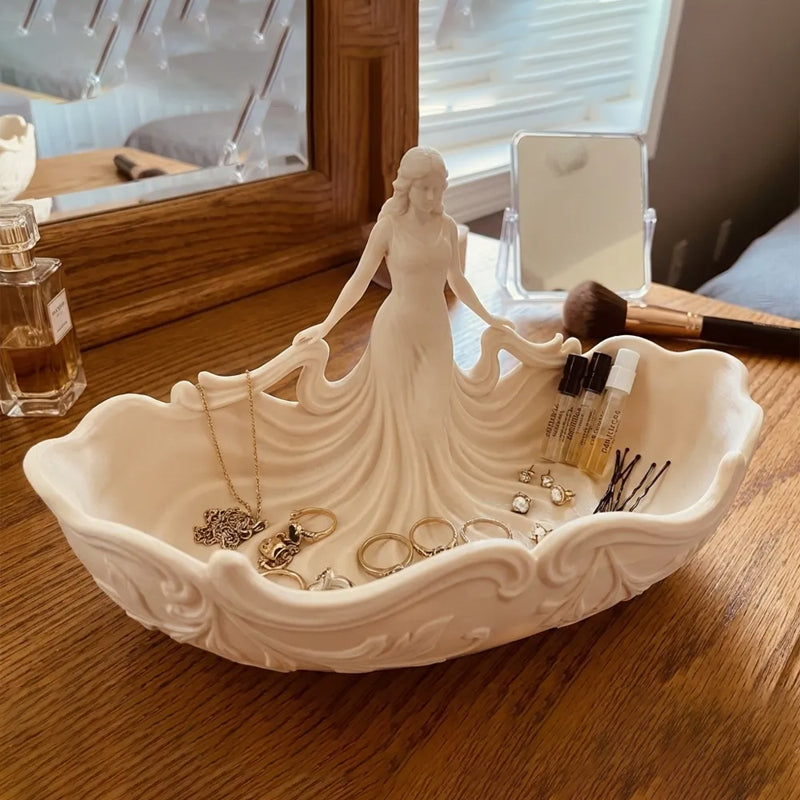 3D-printed goddess figure bowl/dressing table storage tray, white