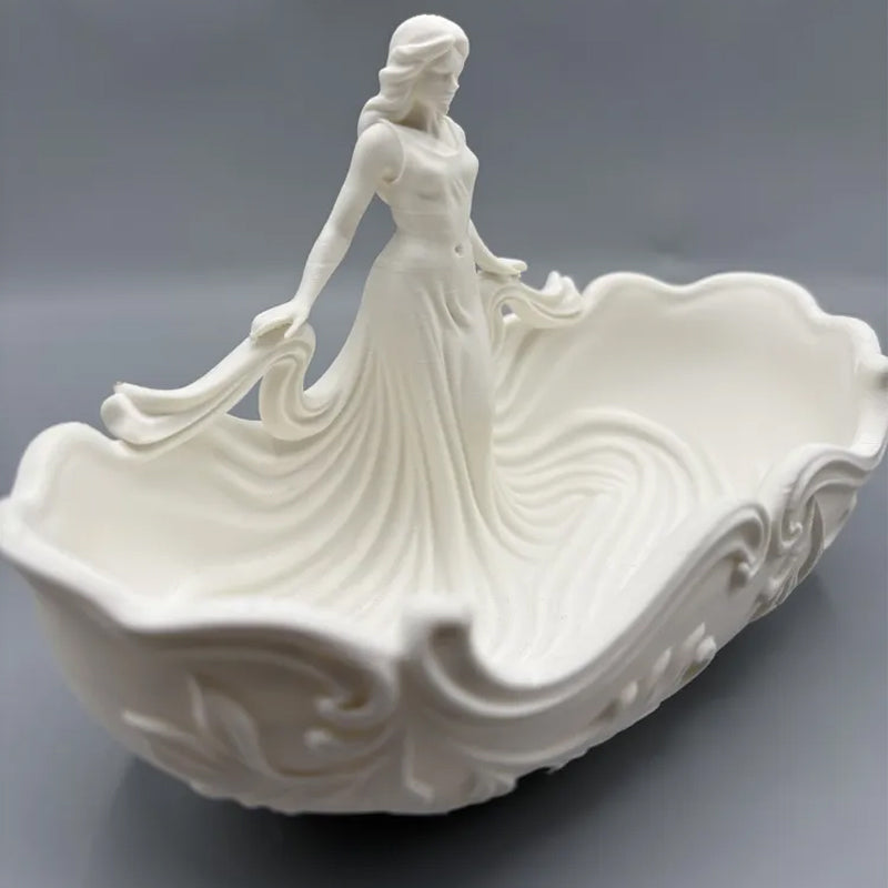 3D-printed goddess figure bowl/dressing table storage tray, white