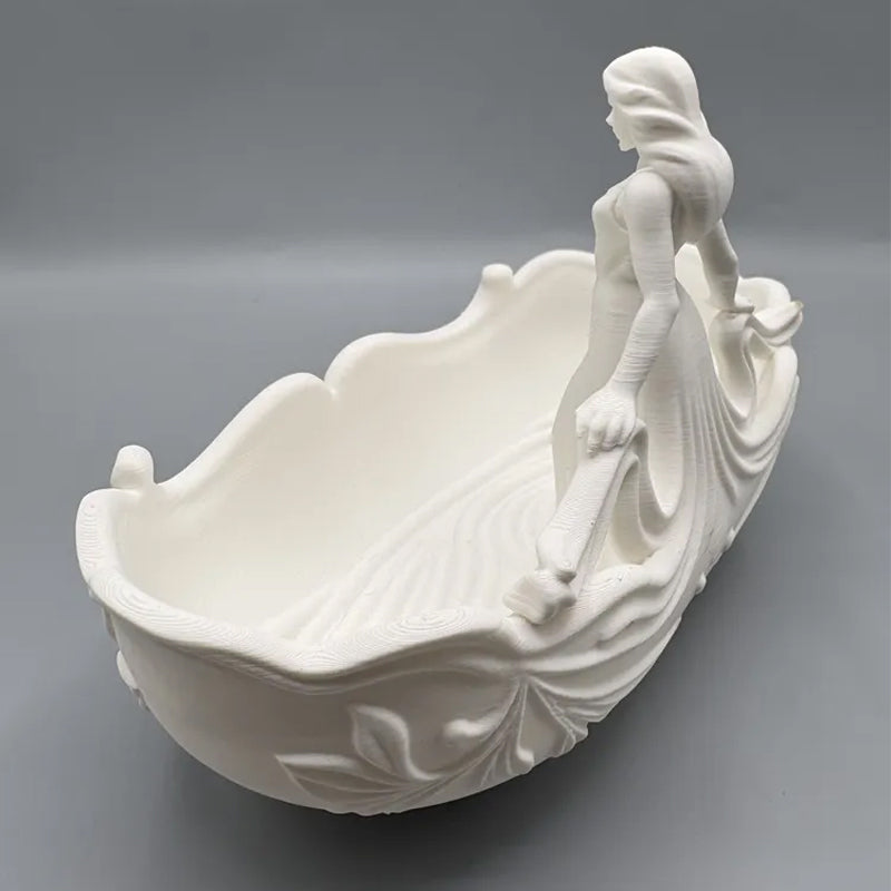 3D-printed goddess figure bowl/dressing table storage tray, white