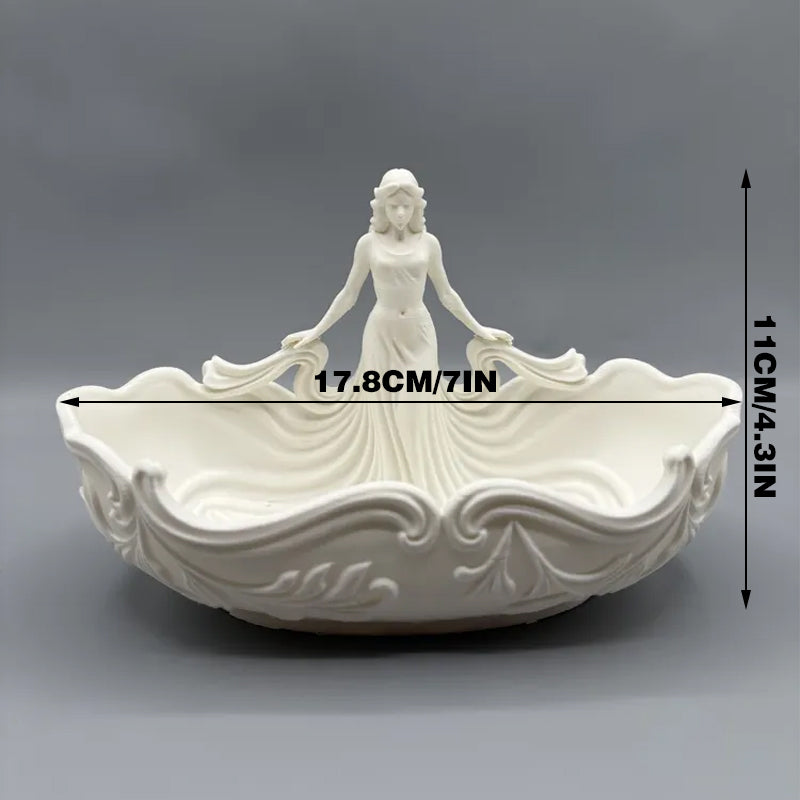 3D-printed goddess figure bowl/dressing table storage tray, white