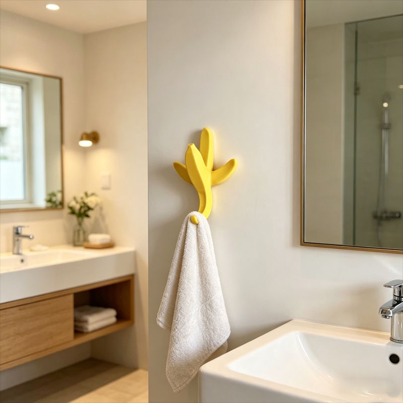 3D-printed banana wall hooks, home decor, yellow.