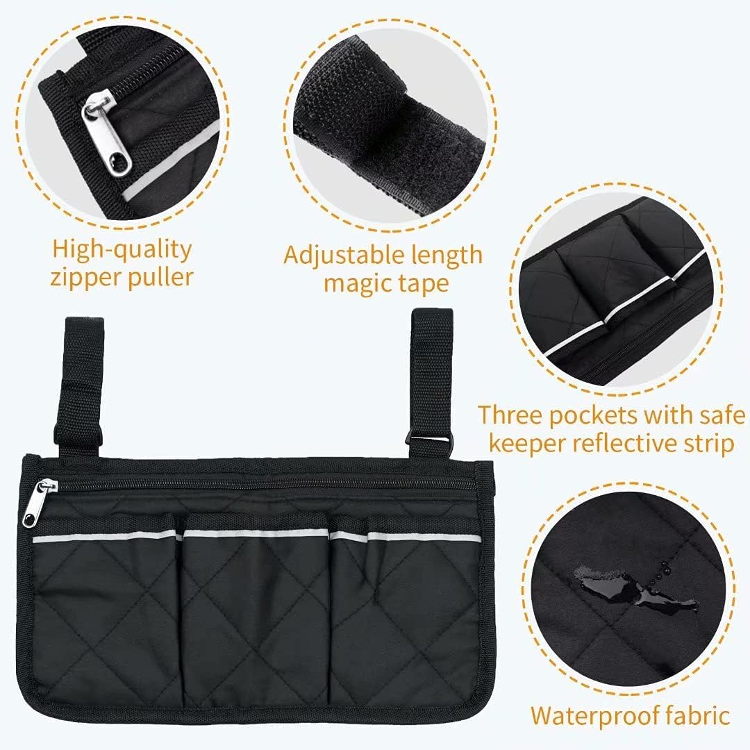 Bag for (black, 32.5 x 18 cm) wheelchair with pockets