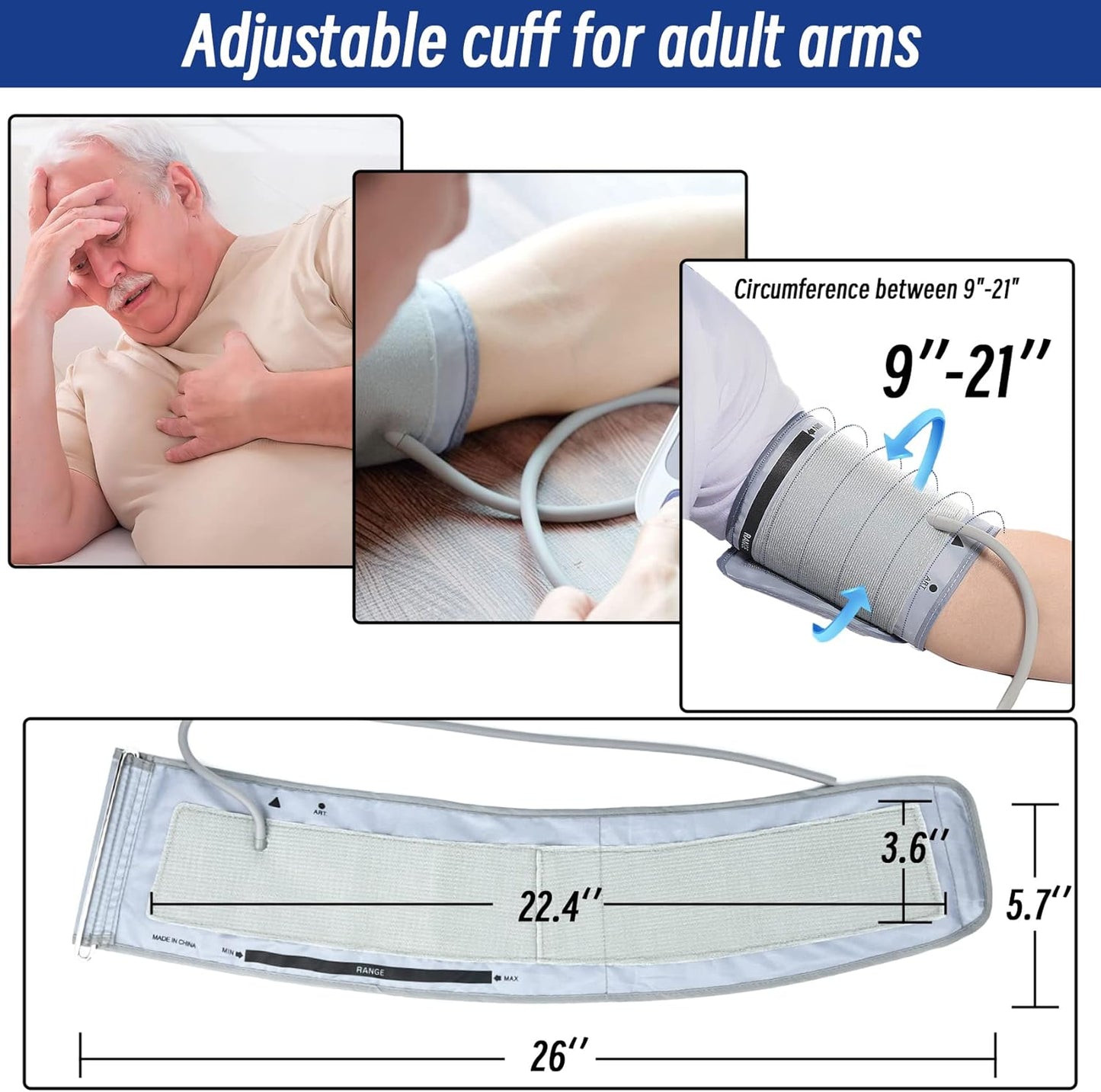 Extra Large BP Cuff for Omron Adults (22-53cm) - XL Arm Replacement Gray