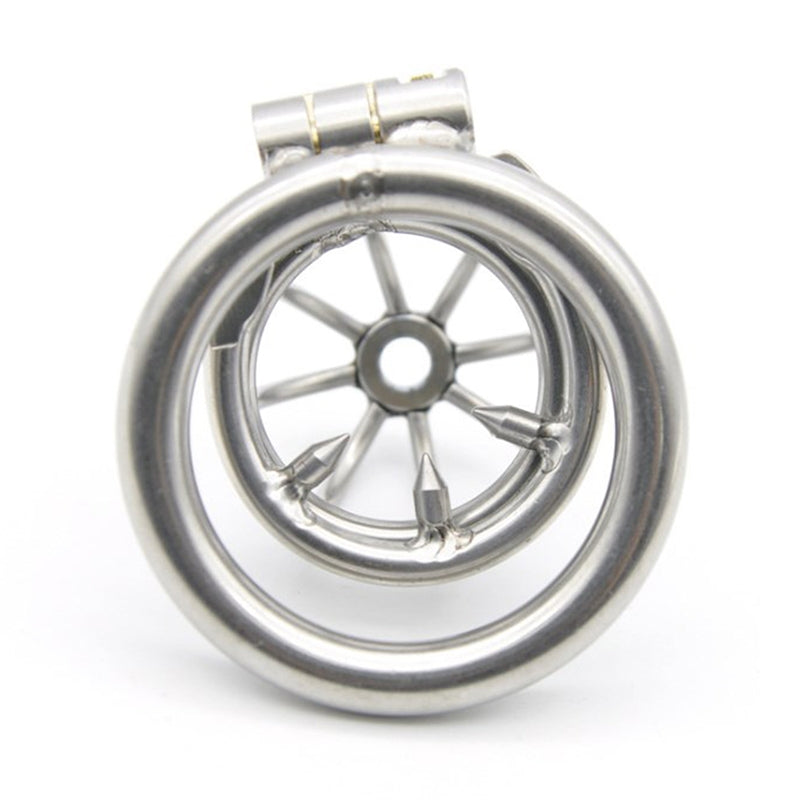 Stainless Steel Male Chastity Cage with Spikes - Perfect 40mm