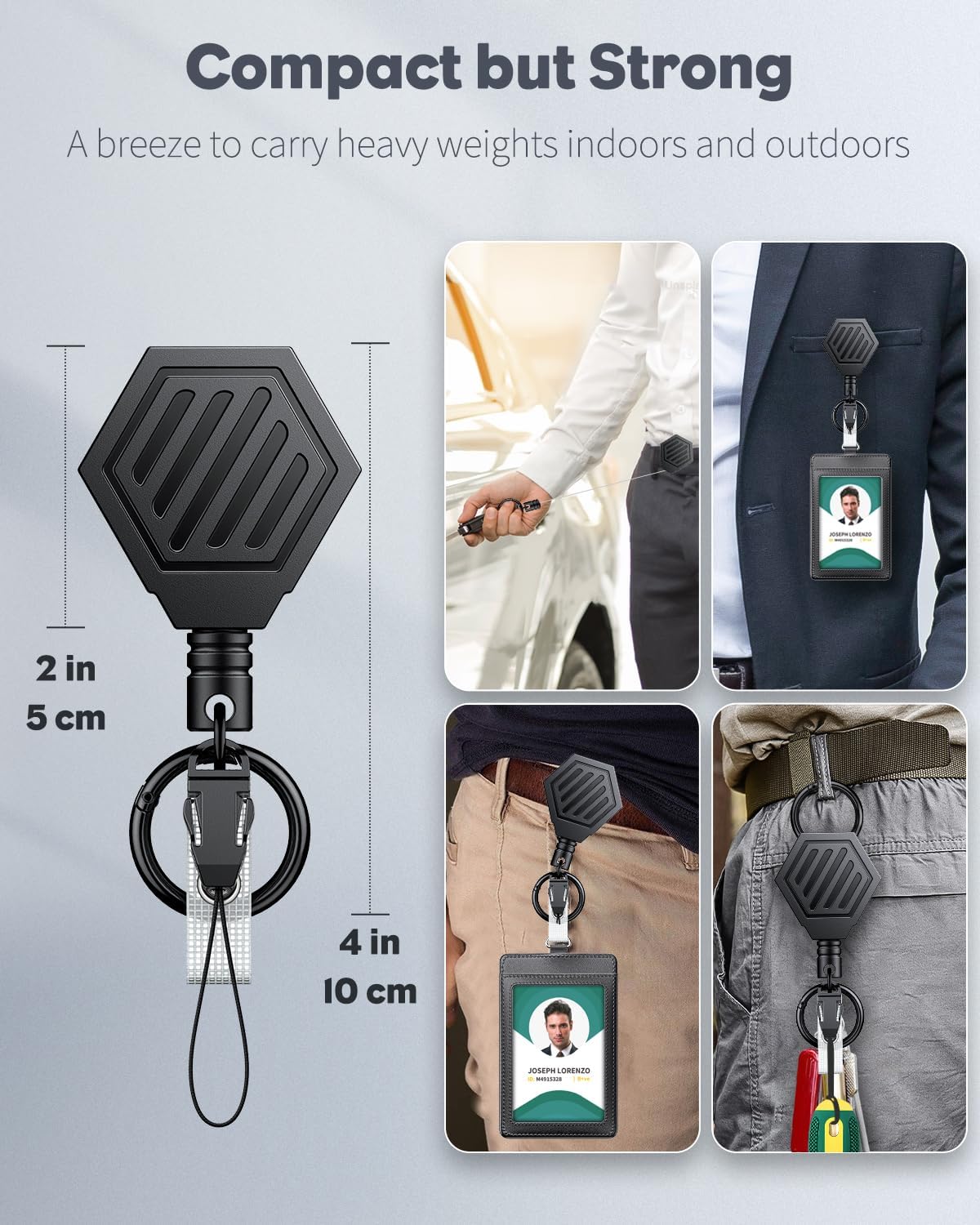 Magnetic Retractable Badge Reel 3-Pack - Double-Sided Vertical Hard Plastic Case