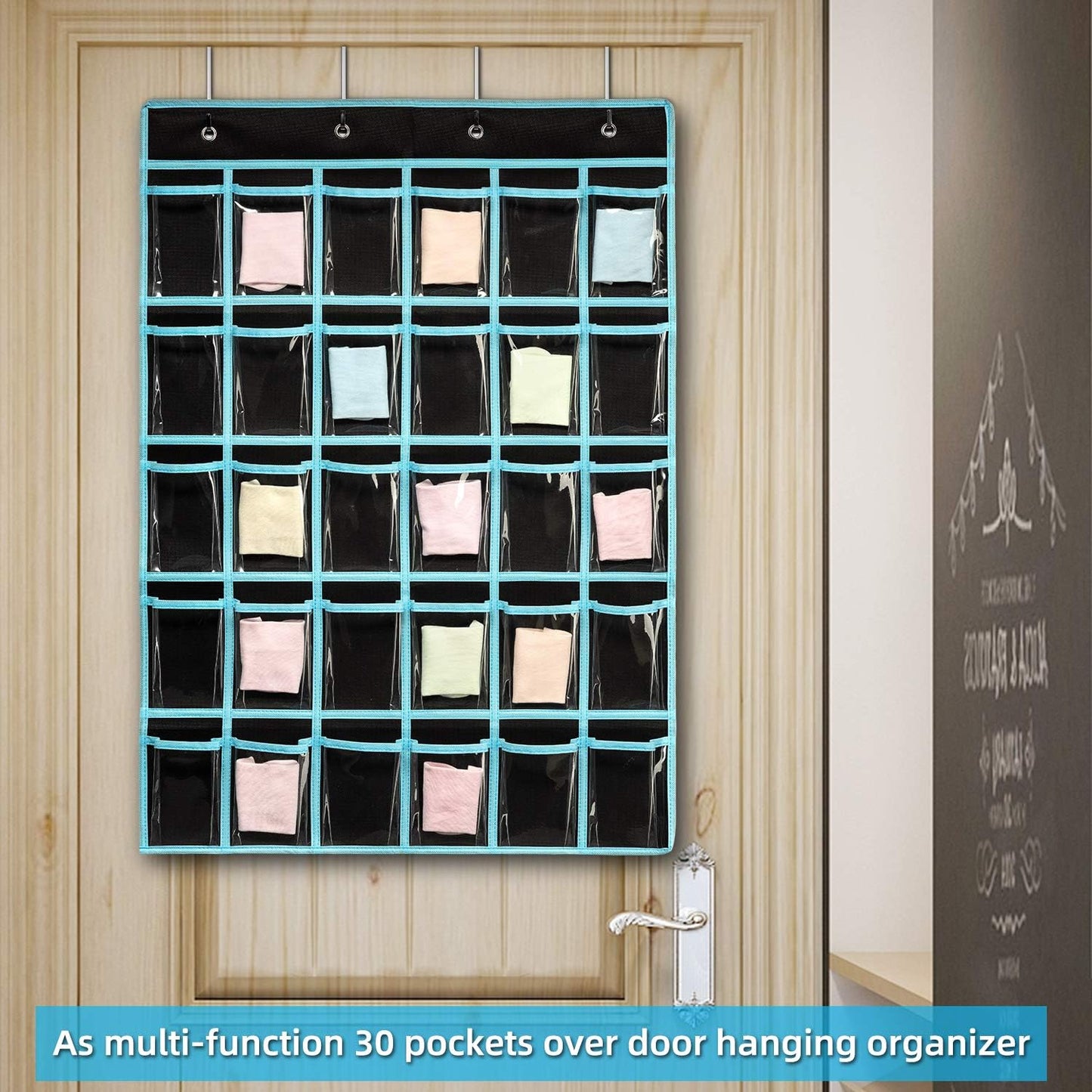 Classroom Pocket Chart Organizer - 30-Pocket Phone & Calculator Holder Black