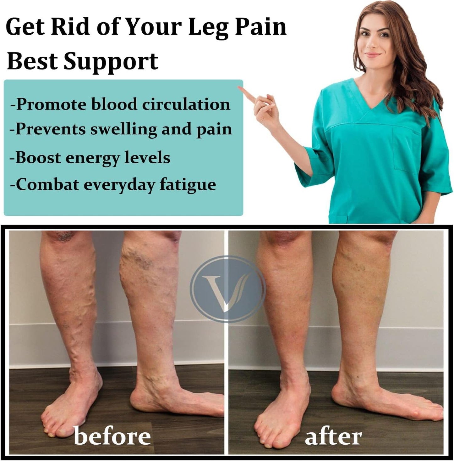 Copper Compression Socks 4-Pairs 15-20mmHg - Running Hiking & Nursing