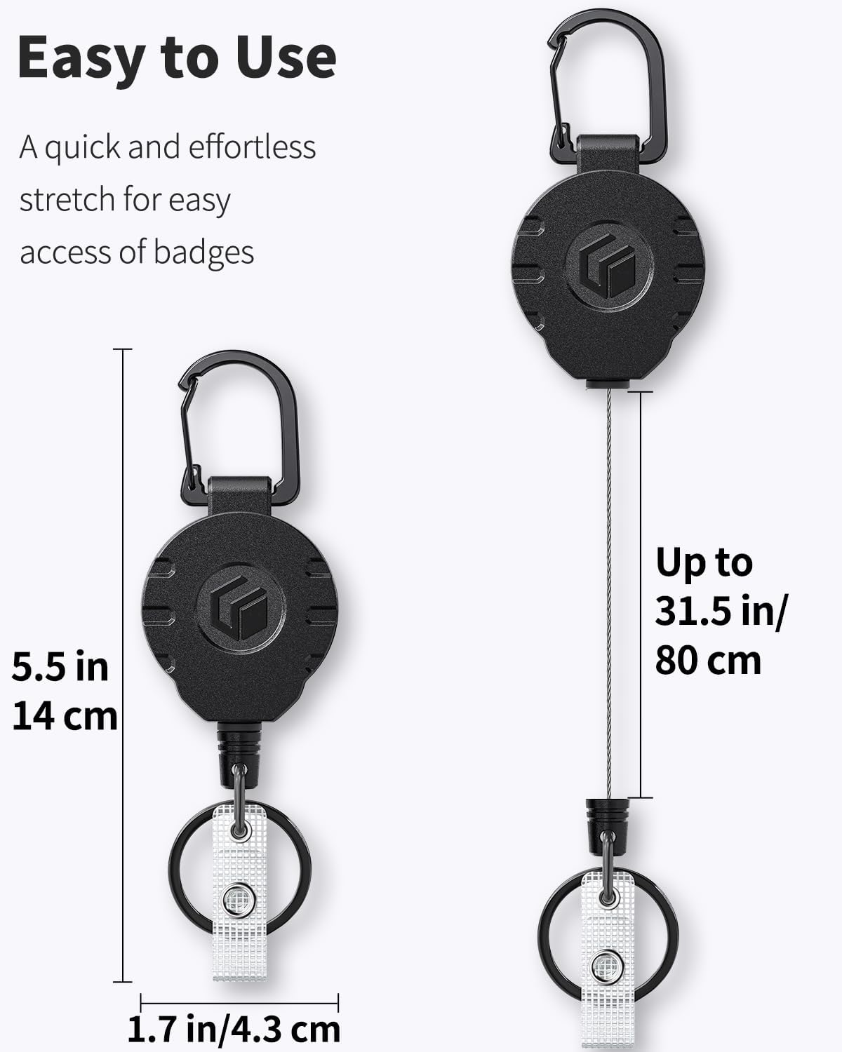 Retractable Keychain & Lanyard Set 2-Pack - Quick-Release Badge Reel & ID Holder