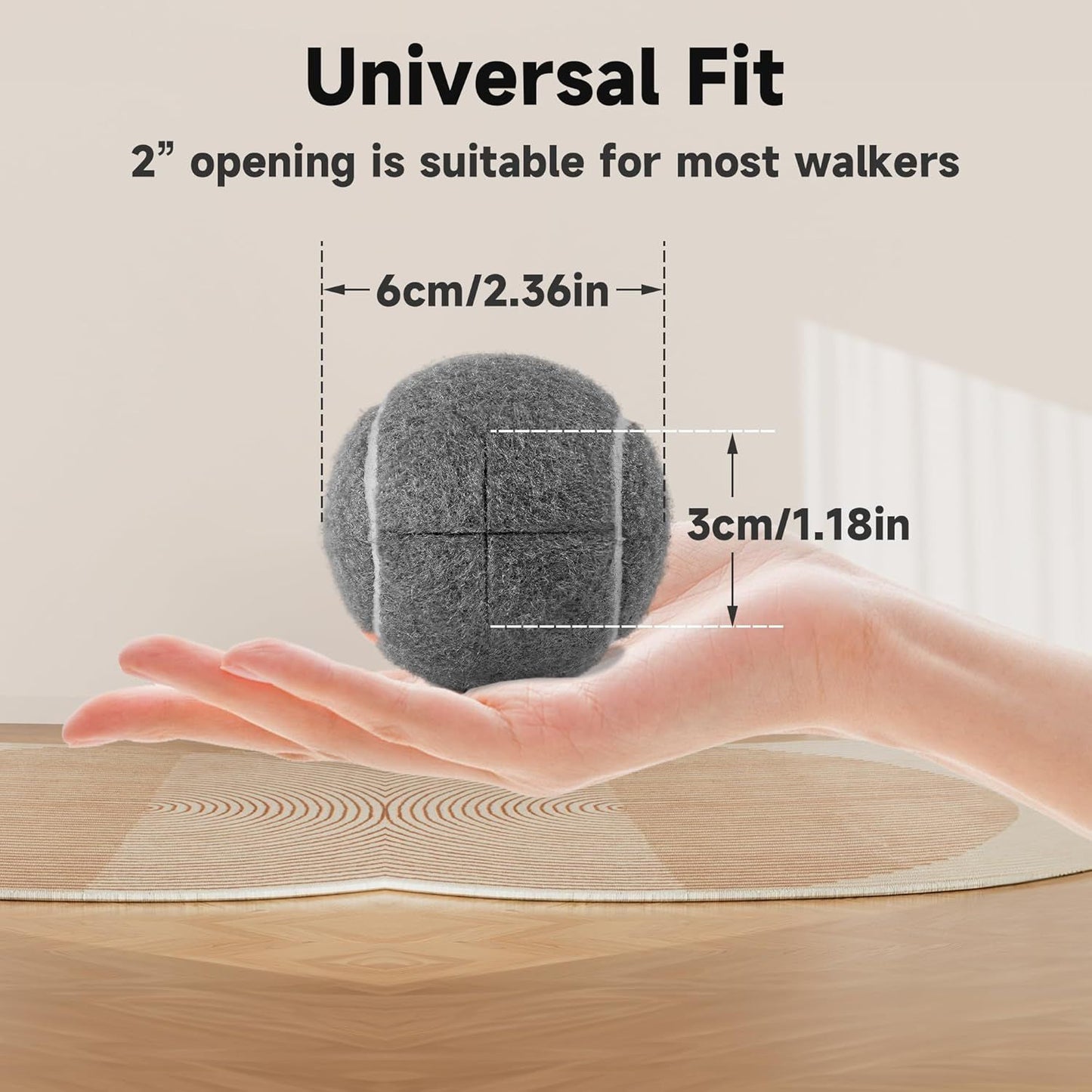4 Pcs Tennis Balls Precut for Walkers Pre Cut, Walkers Legs Universal Precut GlideBalls for Indoor, Silent Gliding and Floor Protection（Grey）