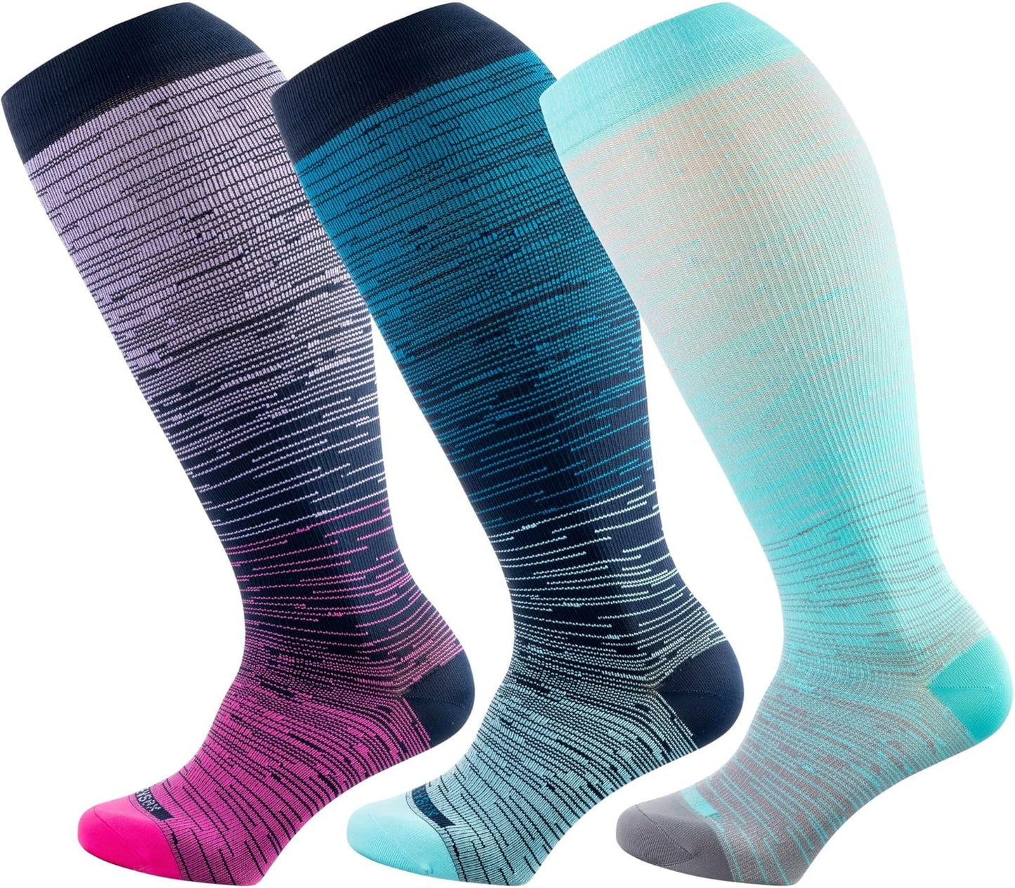 Wide Calf Compression Socks Extra Large 15-20mmHg - Support for Nurses & Travel