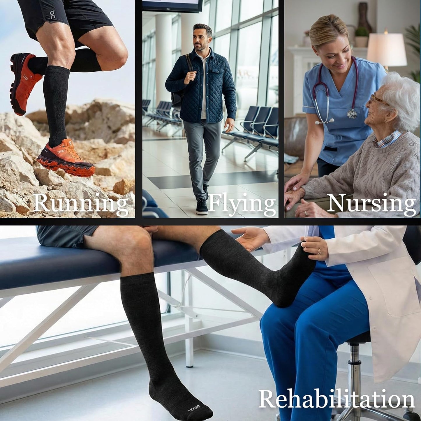 Bamboo Viscose Compression Socks 20-30mmHg - Knee High Support for Men & Women