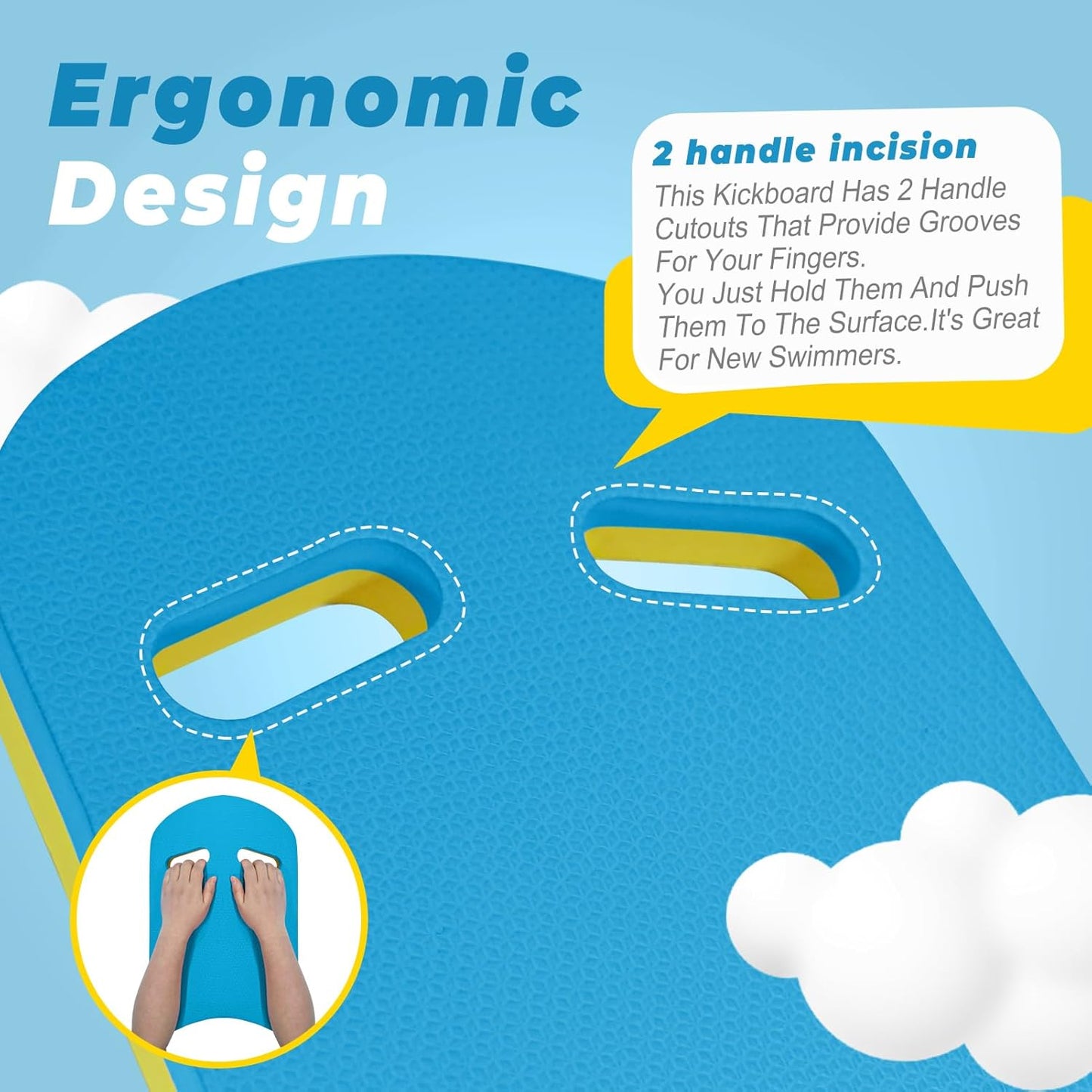 EVA Swimming Kickboard - U-Design Easy Grip Training Aid for Adults