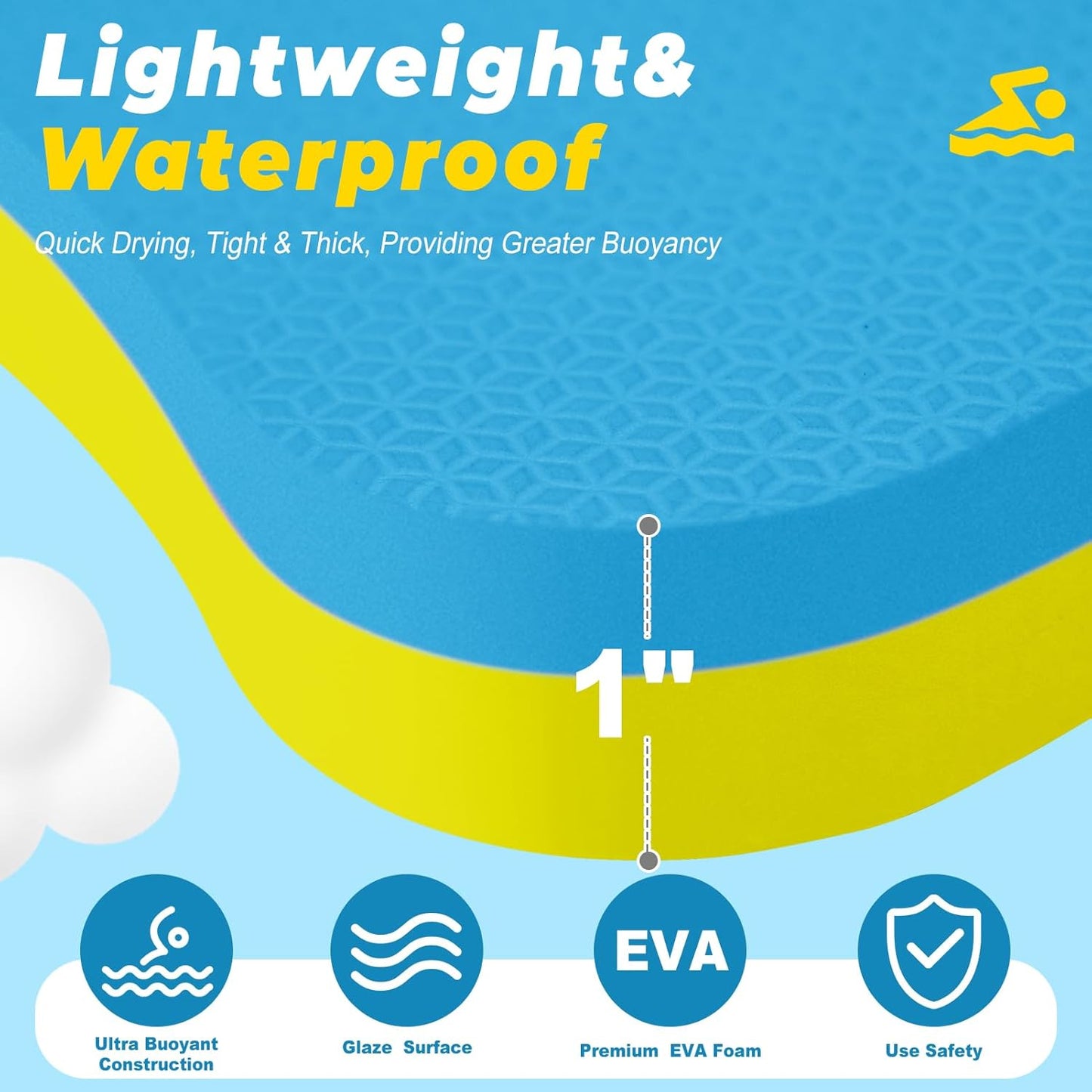 EVA Swimming Kickboard - U-Design Easy Grip Training Aid for Adults