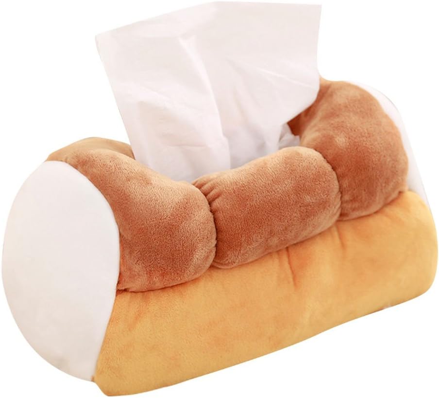 Cute Toast Bread Plush Tissue Box Holder - Funny Simulation for Car & Home