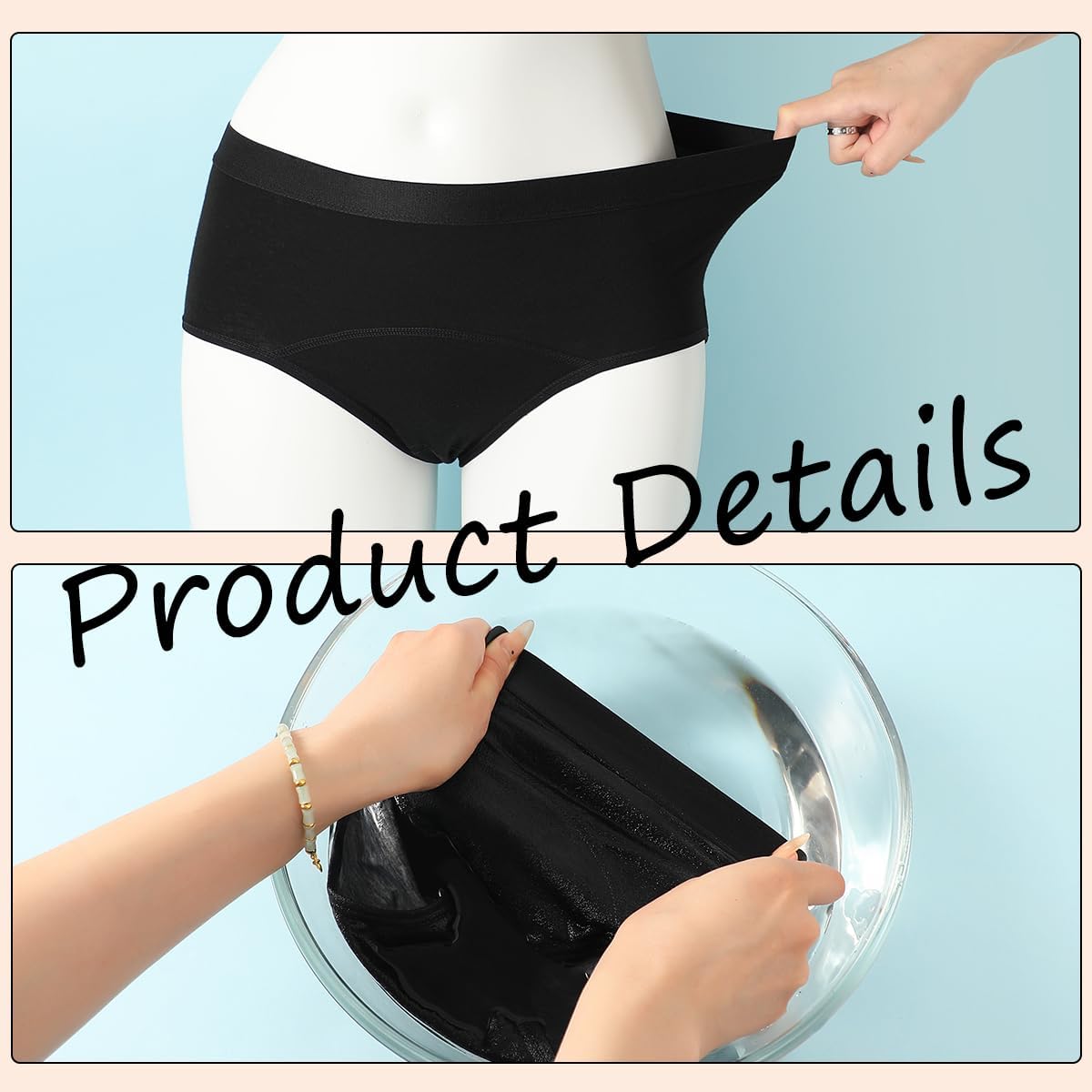 Women High Waist Period Panties 4 Pack Underwear Menstrual Breathable Leakproof Pants Cotton Knickers