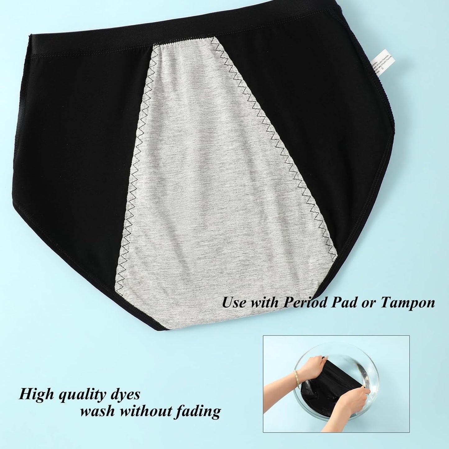 Women's Leakproof Period Panties 5-Pack - Cotton Breathable Heavy Flow Briefs