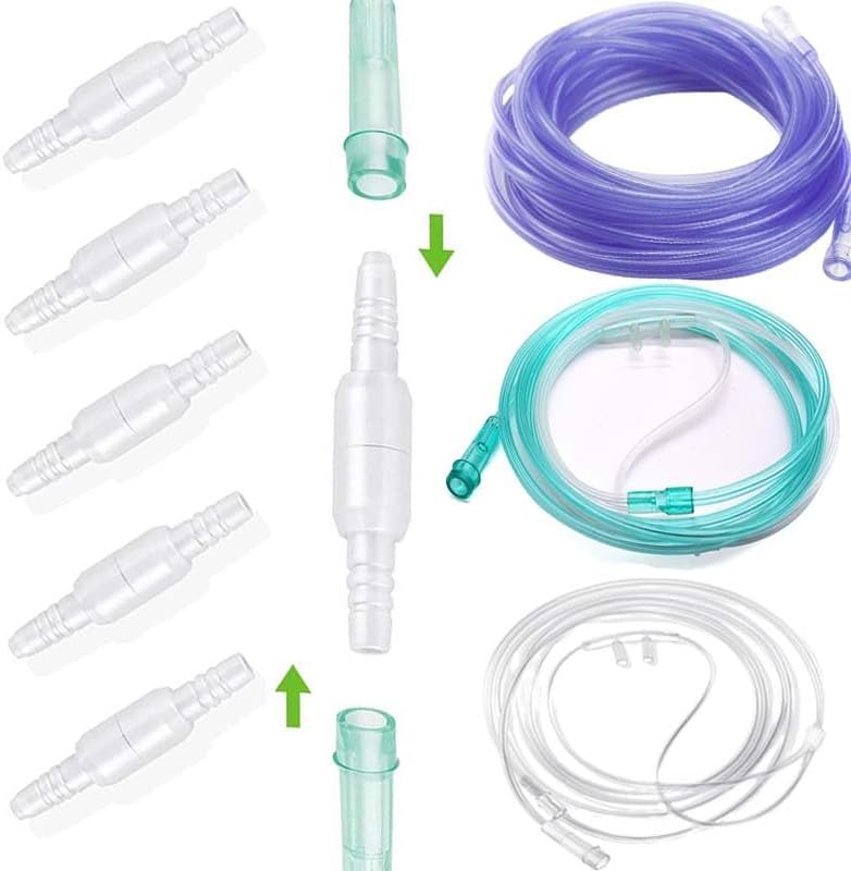 Oxygen Tubing Swivel Connector 5-Pack - 360 Anti-Tangle for Concentrators