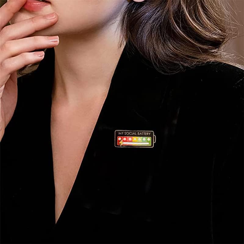 My Social Battery Enamel Mood Pin - 7-Day Funny Brooch Badge