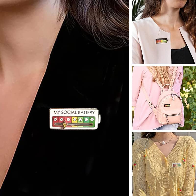 My Social Battery Enamel Mood Pin - 7-Day Funny Brooch Badge