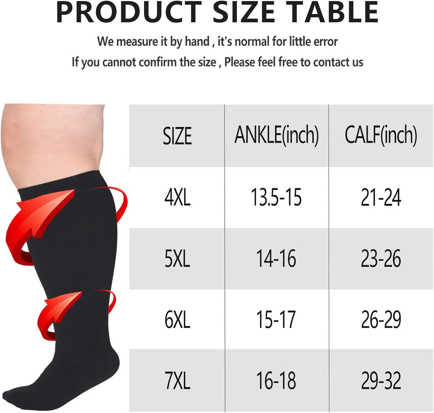 Plus Size Wide Calf Compression Socks - Extra Large Compression Stockings