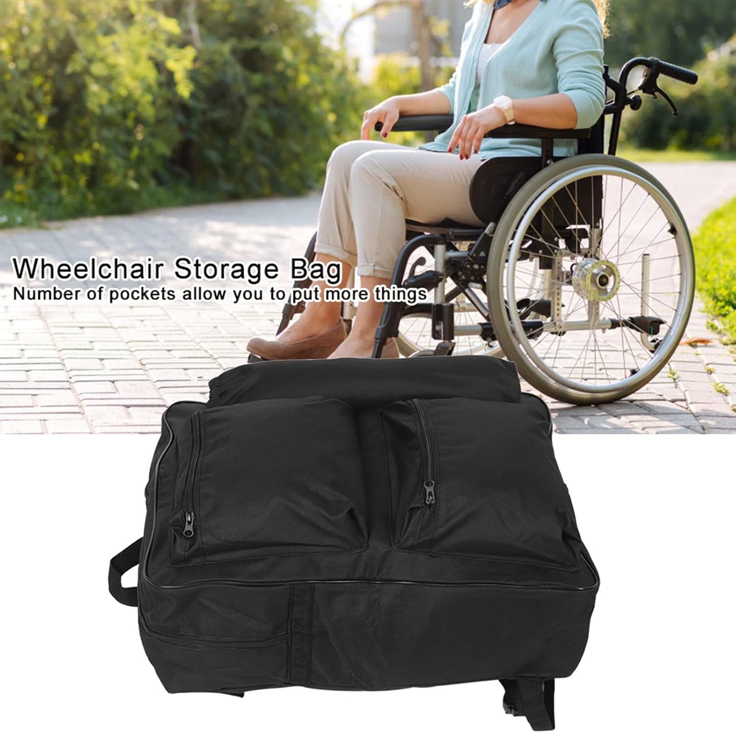 Wheelchair Backpack, Bag Storage Pouch Portable Cart