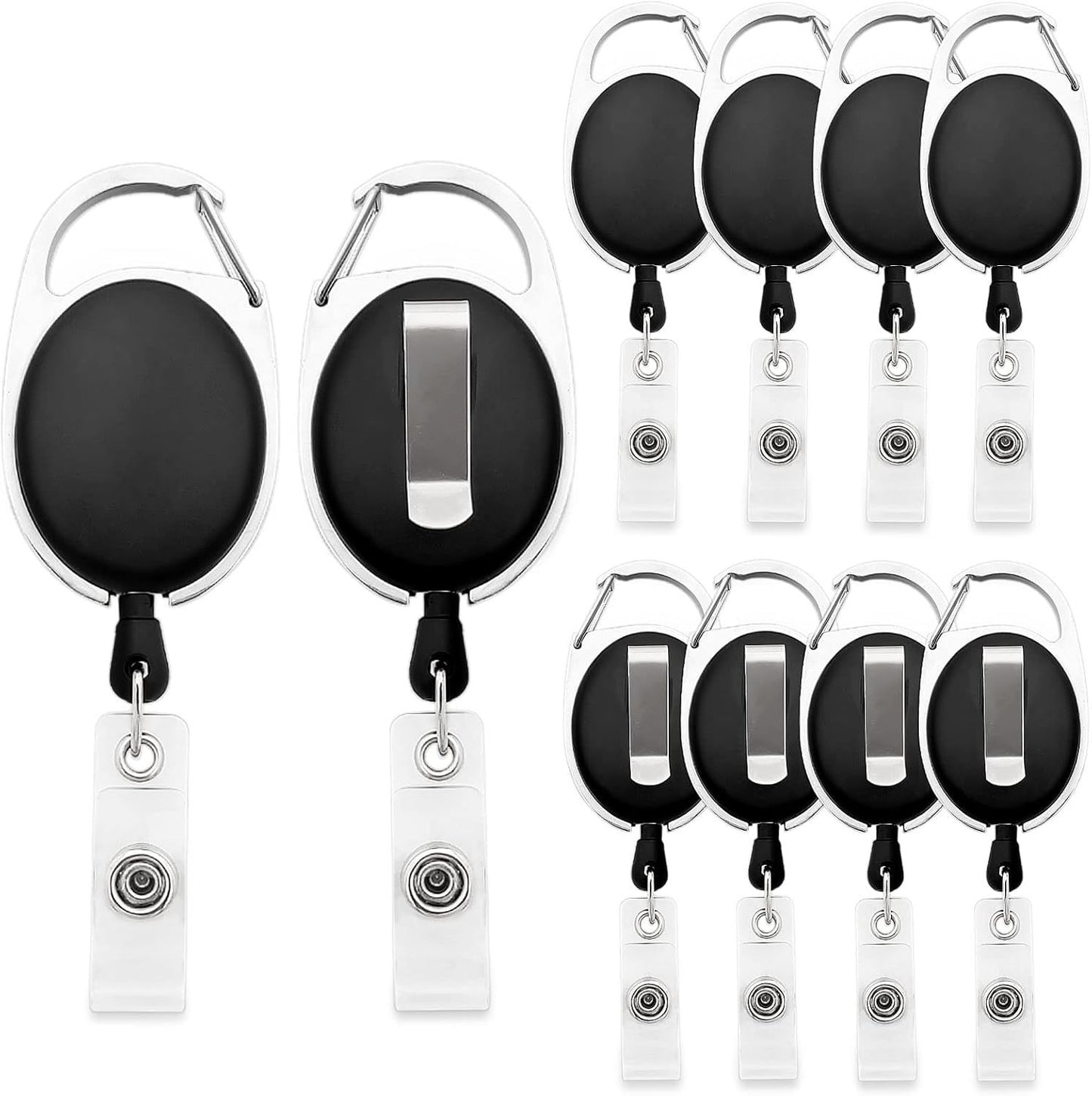 Retractable ID Badge Holders 10-Pack - Belt Clip Reels for Nurses & Doctors