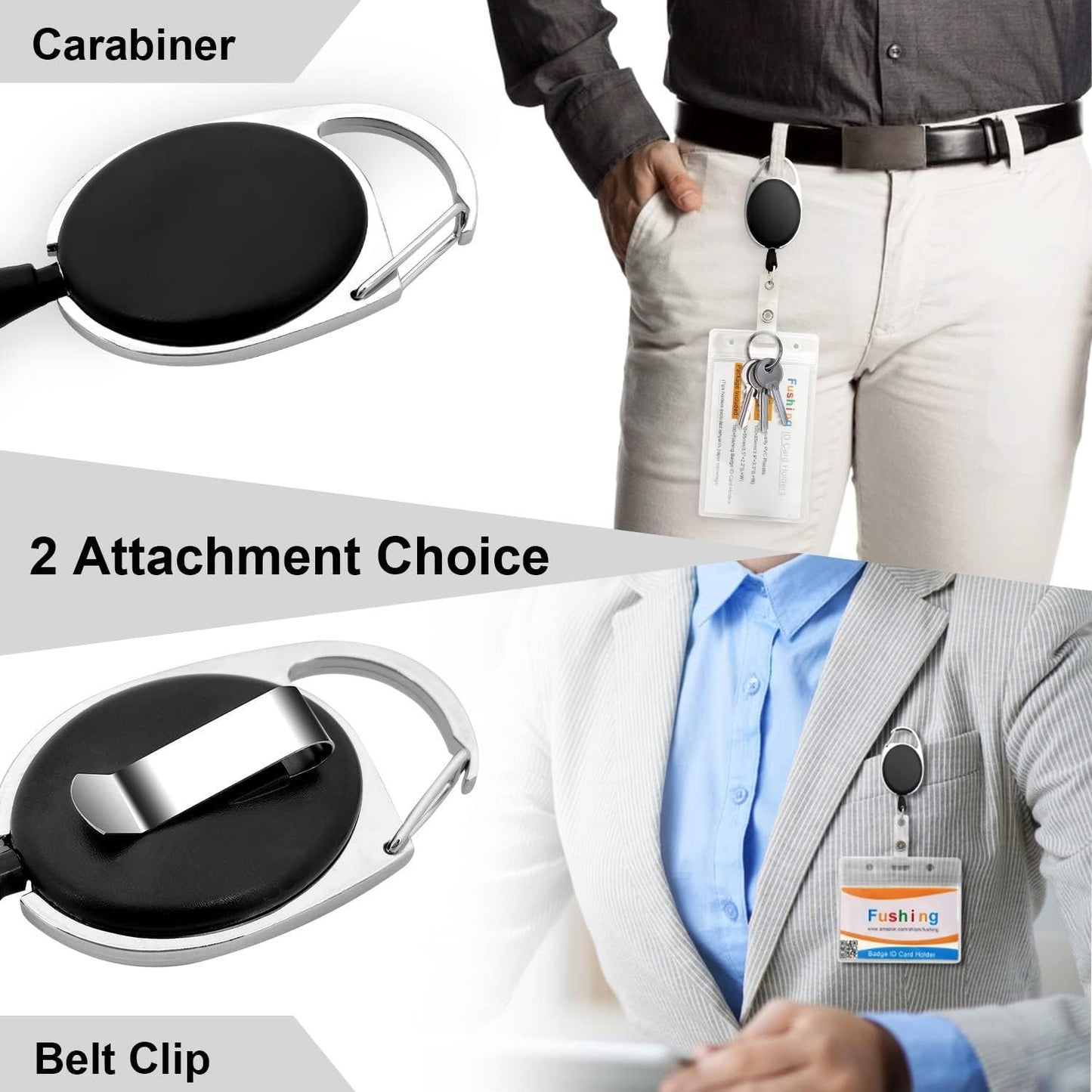 Retractable ID Badge Holders 10-Pack - Belt Clip Reels for Nurses & Doctors