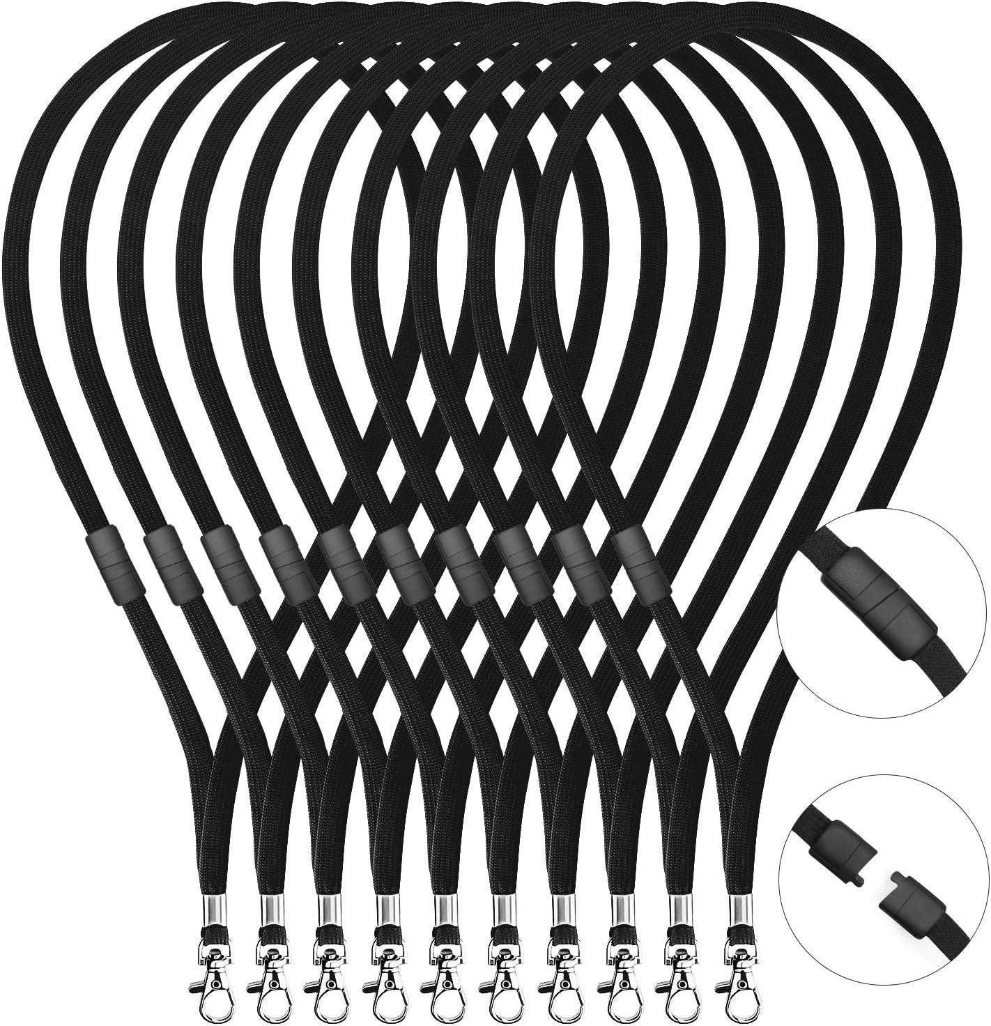 Breakaway Neck Lanyards Key Chain - Black Badge Lanyards or ID Badge Holders, Comortable Neck Straps