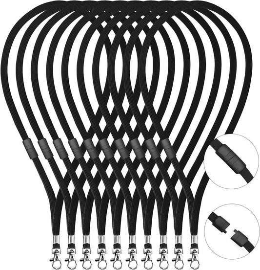 Breakaway Neck Lanyards Key Chain - Black Badge Lanyards or ID Badge Holders, Comortable Neck Straps