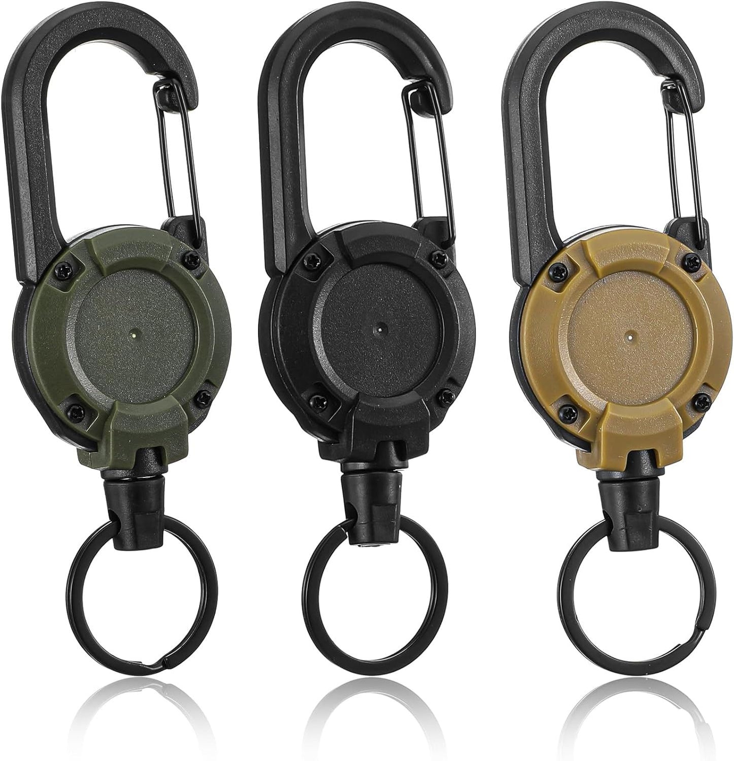 Retractable Keychain 3-Pack - Heavy Duty ID Badge Reel with Key Ring