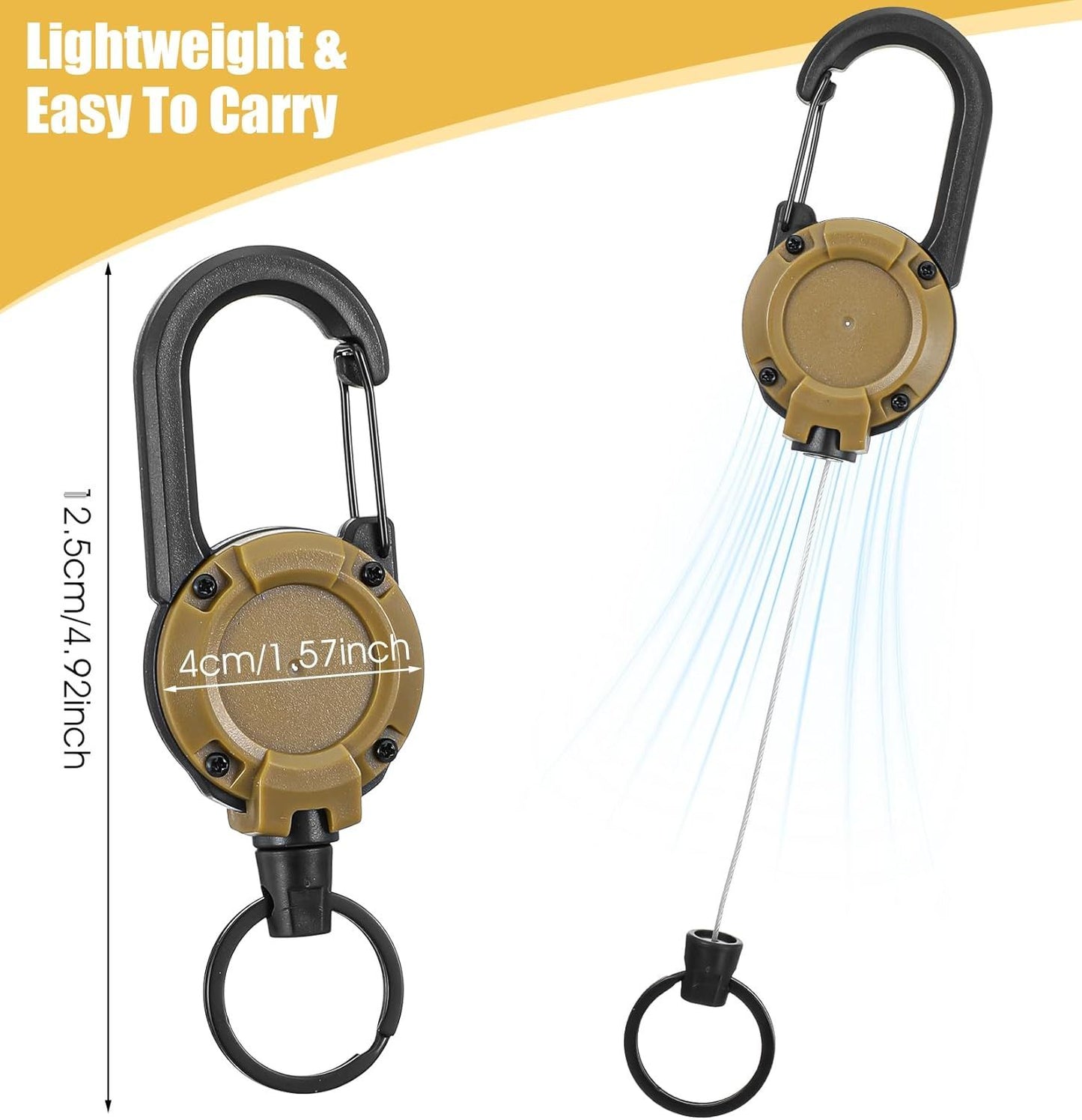 Retractable Keychain 3-Pack - Heavy Duty ID Badge Reel with Key Ring