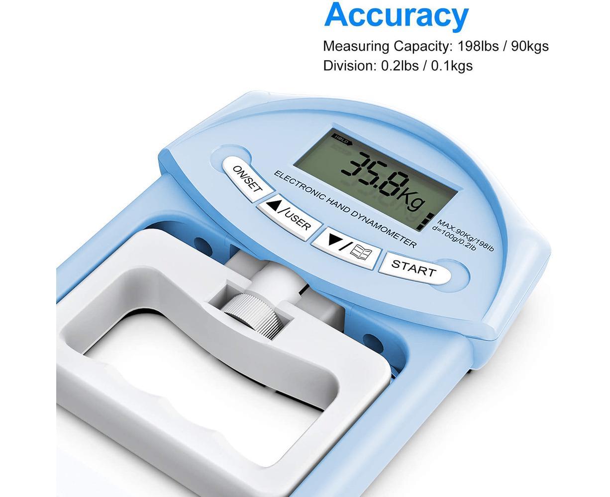 Digital Hand Grip Dynamometer - Auto Capture Grip Strength Meter Blue