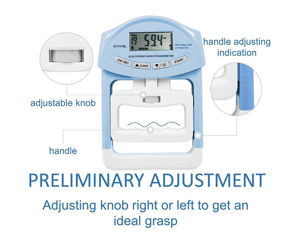 Digital Hand Grip Dynamometer - Auto Capture Grip Strength Meter Blue