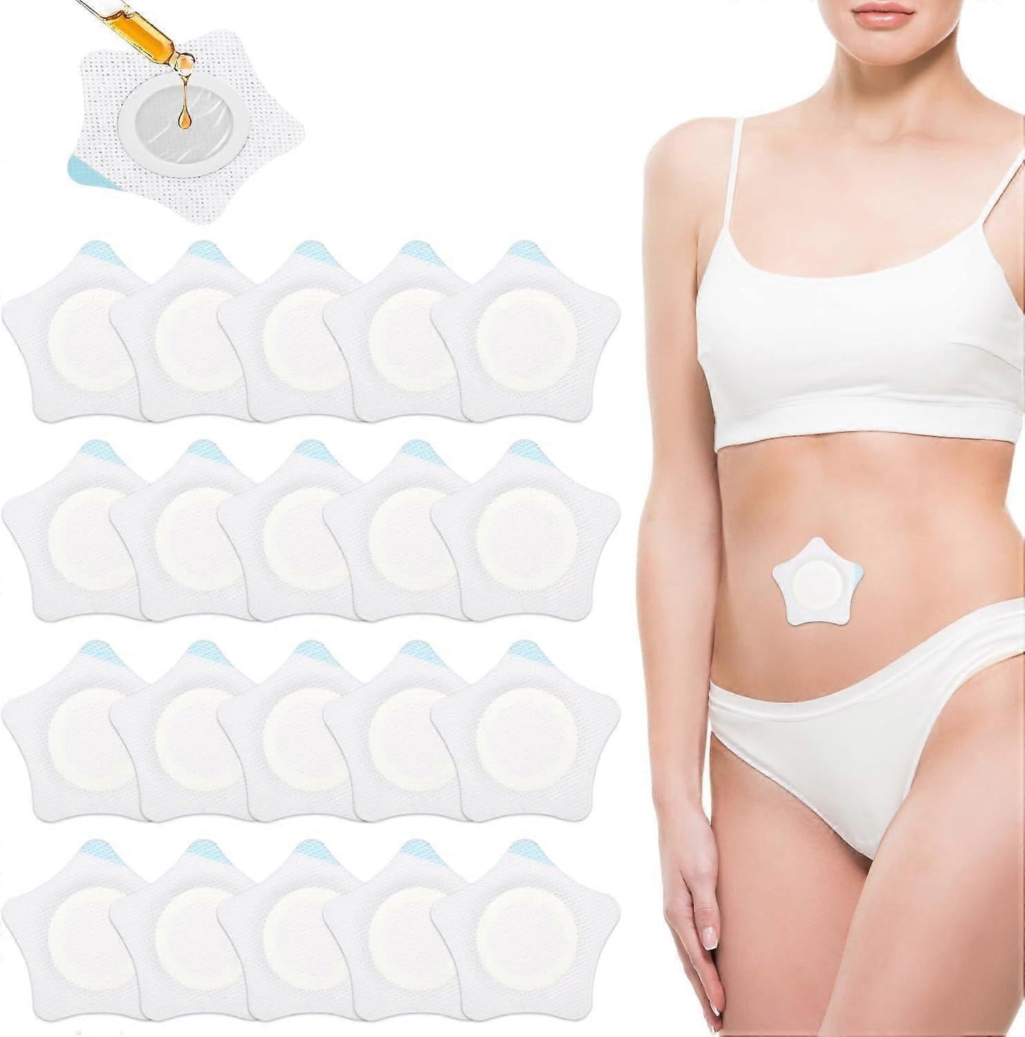 20pcs Castor Oil Pack Wrap for Belly Button, Self-Adhesive Castor Oil Belly
