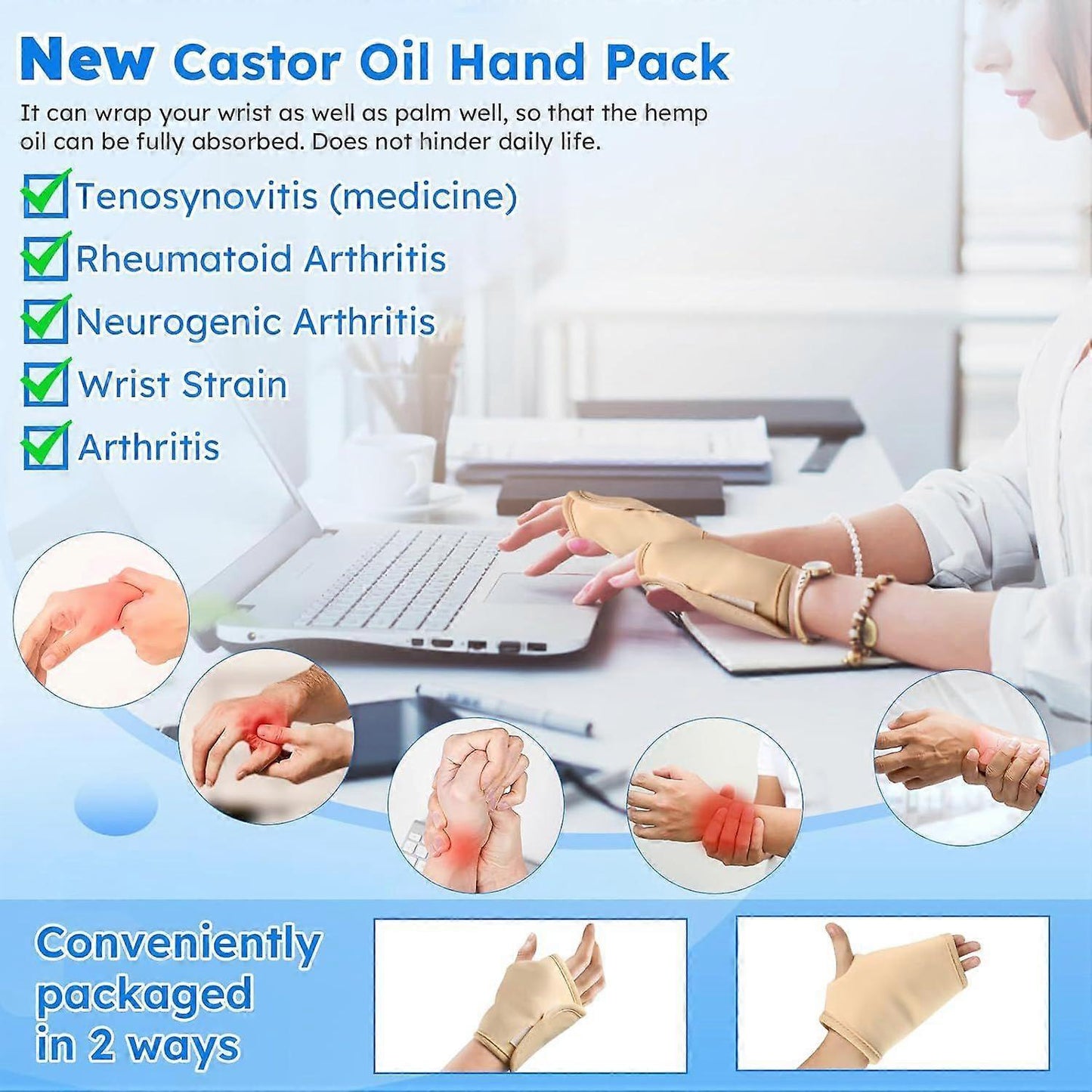 Castor Oil Pack Wrap,10 pcs Reusable Organic Castor Oil Pack Kit with Adjustable