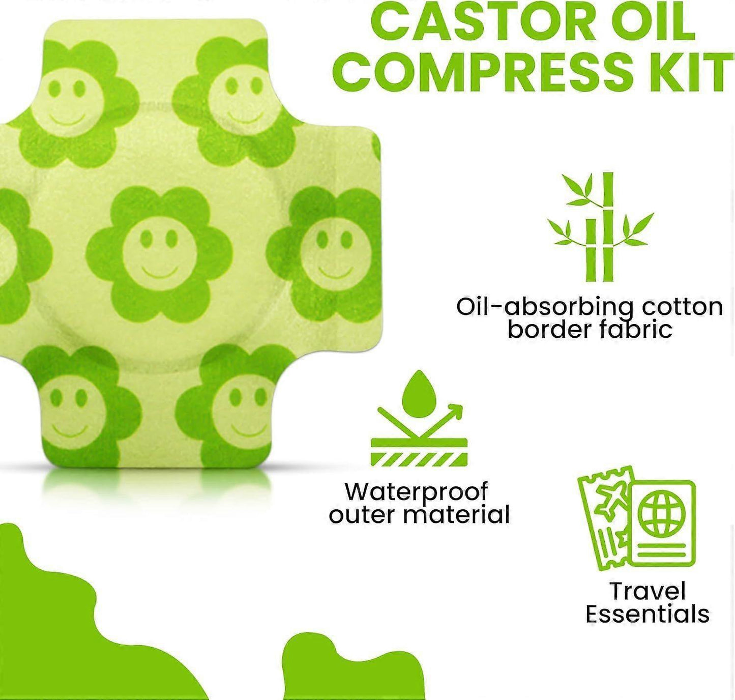 Organic Castor Oil Pack Wrap,Self-Adhesive, Flexible Highly Absorbent Castor Oil