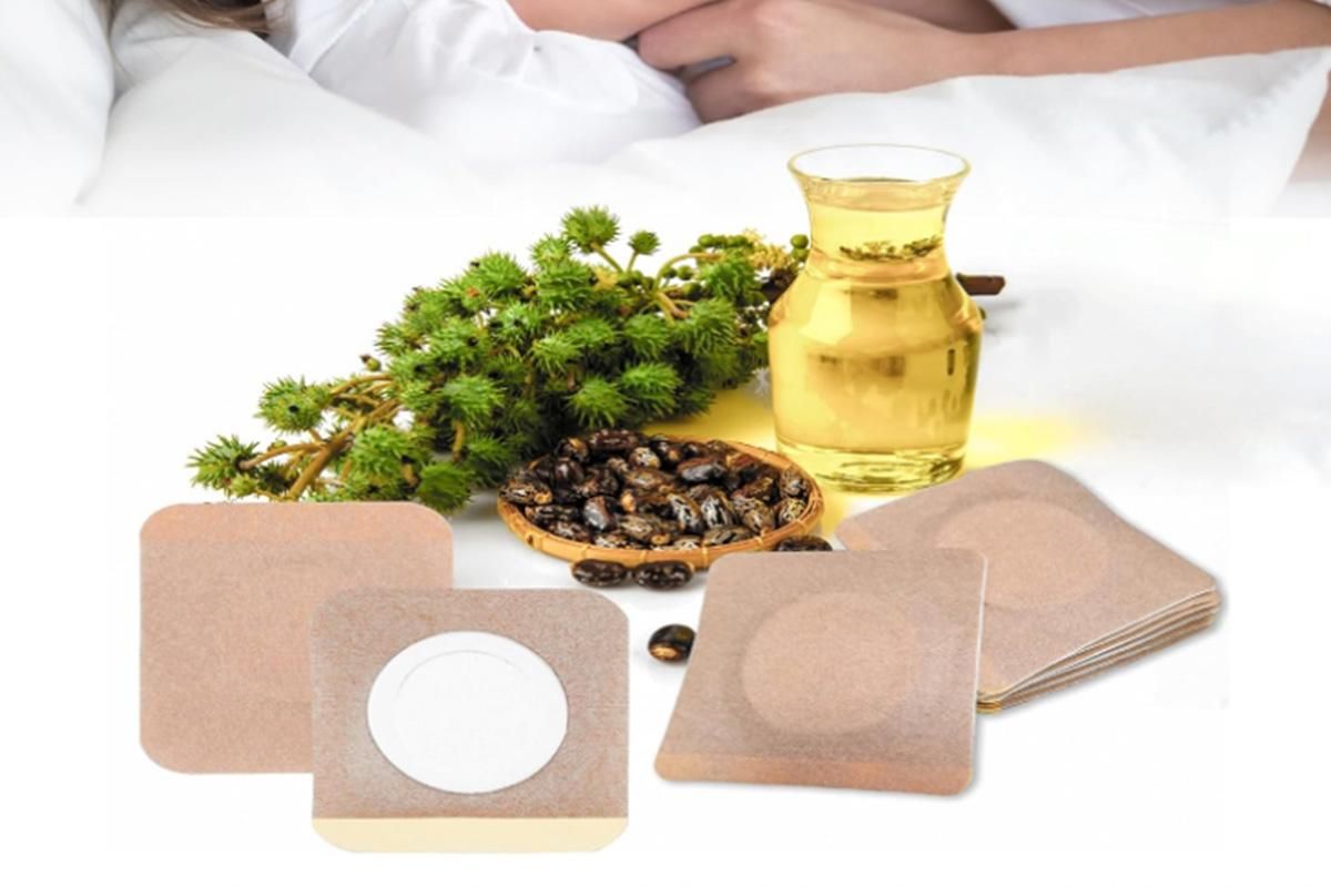 100PCS Disposable Self-Adhesive Castor Oil Patches - Waist Back & Neck Wrap