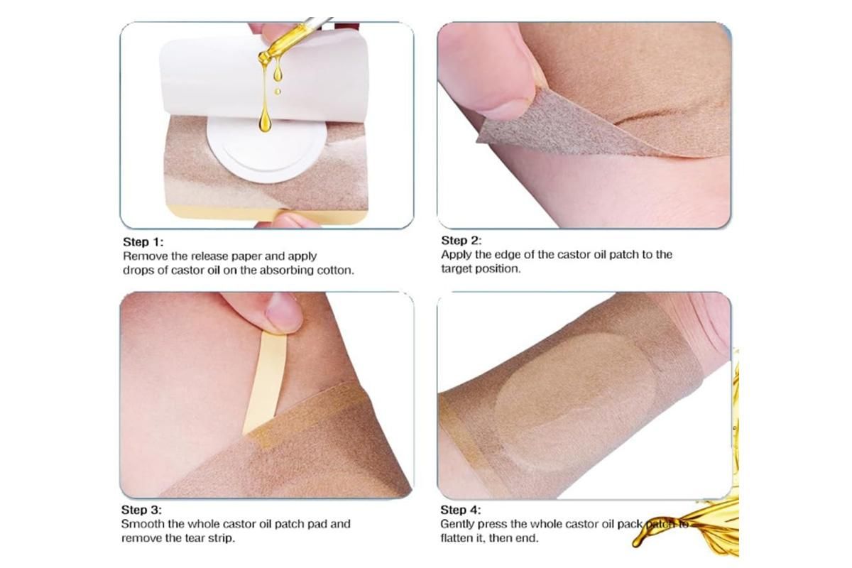 100PCS Disposable Self-Adhesive Castor Oil Patches - Waist Back & Neck Wrap