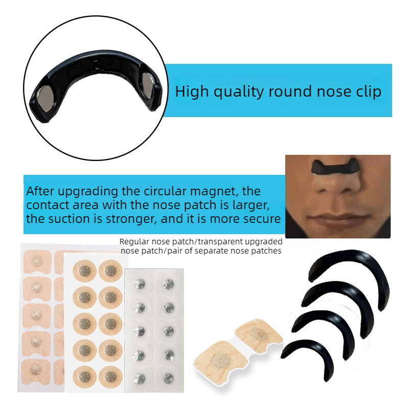 Round Magnetic Nose Clip Set - Anti-Snoring Nasal Breathing Aid (Black)